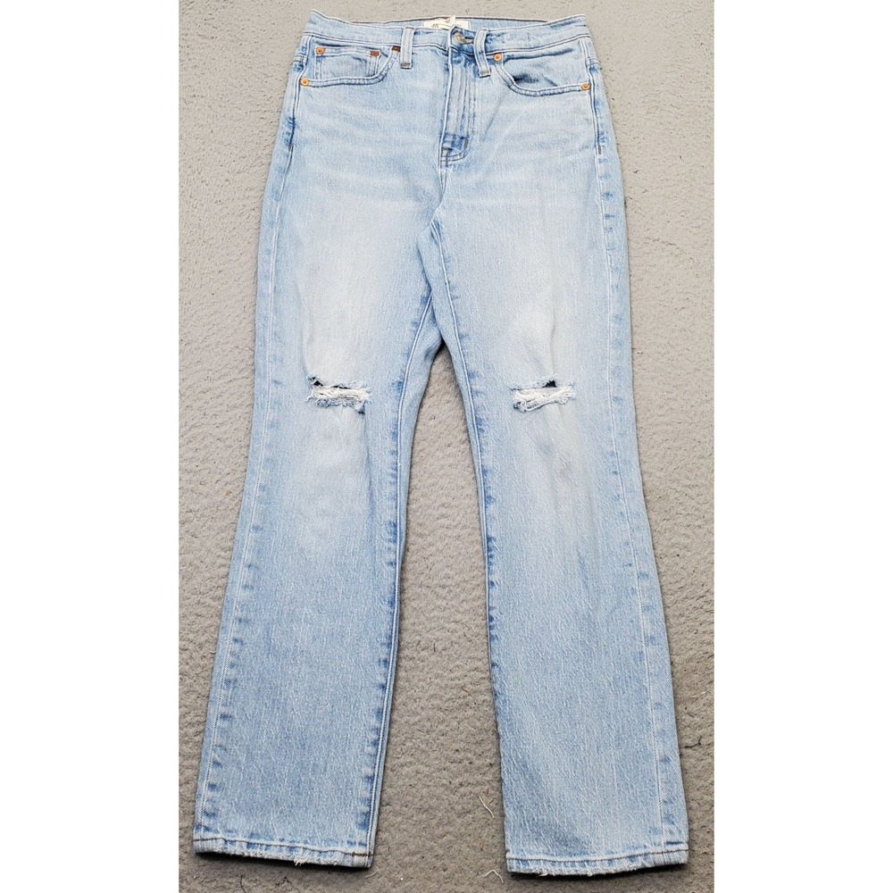 Madewell‎ Crop Boy Jeans Womens 24 Blue Denim Slim Fit Distressed The High Rise